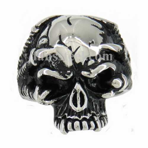 FSR11W22 claw hold the head skull biker ring - Click Image to Close